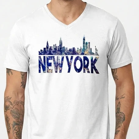 Férfi V-nyakú póló - New York