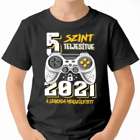 Uniszex gyerek Póló - GAMER szint teljesítve 5. 2021