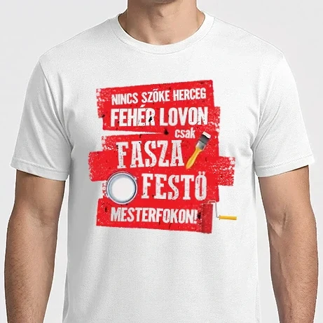 Férfi Imperial póló - Nincs szőke herceg csak fasza festő mesterfokon (piros)