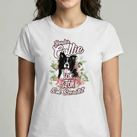 Női Imperial póló - FLORAL DOGGO  border collie 