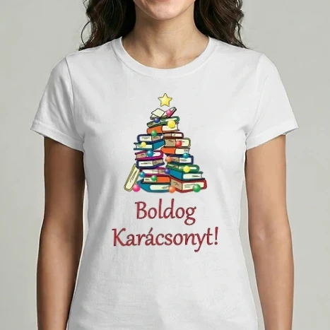 Női Imperial póló - Könyv karácsonyfa