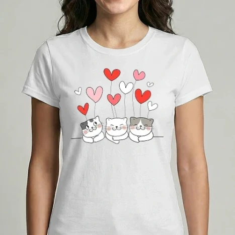 Női Imperial póló - Cute cat with little heart