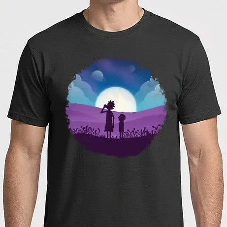 Férfi Imperial póló - Rick and Morty sziluett - lila