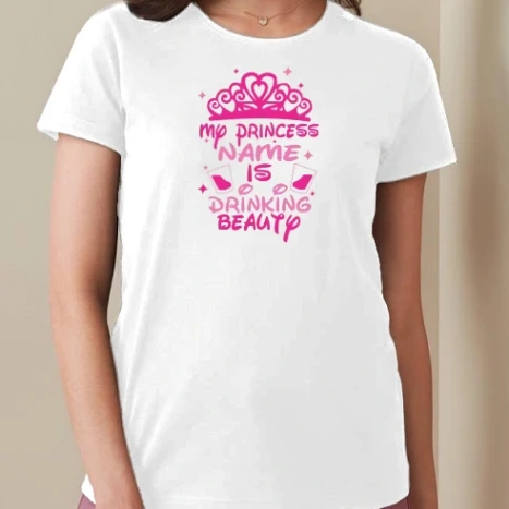 Női prémium kerek nyakú póló  - Drinking Beauty