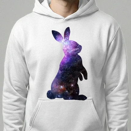 Férfi kapucnis pulóver - Galaxis nyuszi