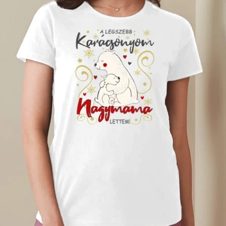 Női prémium kerek nyakú póló  - A Legszebb Karácsonyom, Nagymama lettem!
