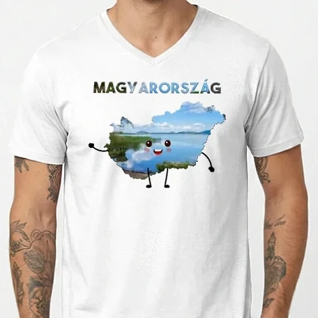 Férfi V-nyakú póló - Magyarország