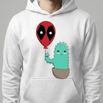 Férfi kapucnis pulóver - Vicces Kaktusz Deadpool Lufival