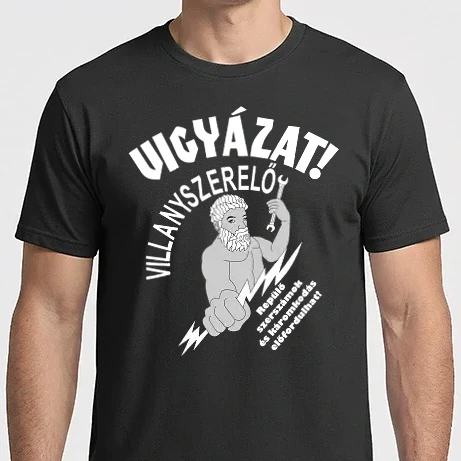 Férfi Imperial póló - Vigyázat Villanyszerelő