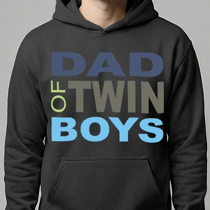Férfi kapucnis pulóver - DAD of twin boys, páros minta