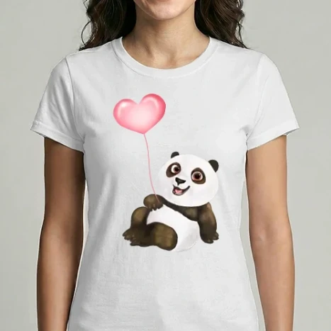 Női Imperial póló - Cute panda with heart