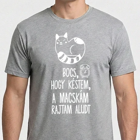 Férfi Imperial póló - Bocs, hogy késtem, a macskám rajtam aludt
