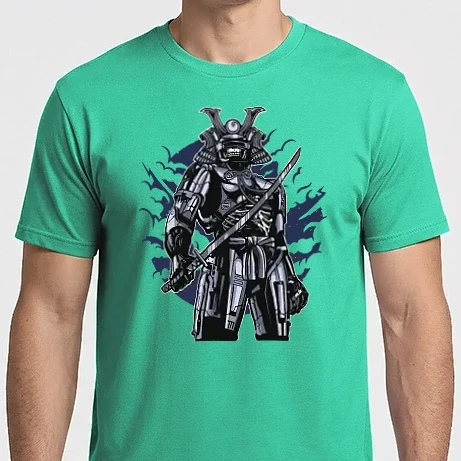 Férfi Imperial póló - Samurai Robot Skull
