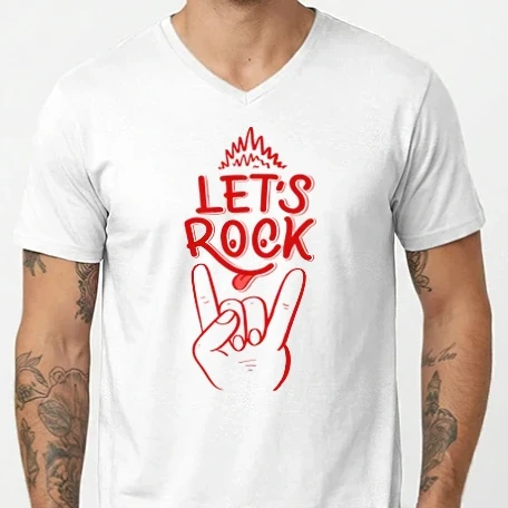 Férfi V-nyakú póló - Lets Rock