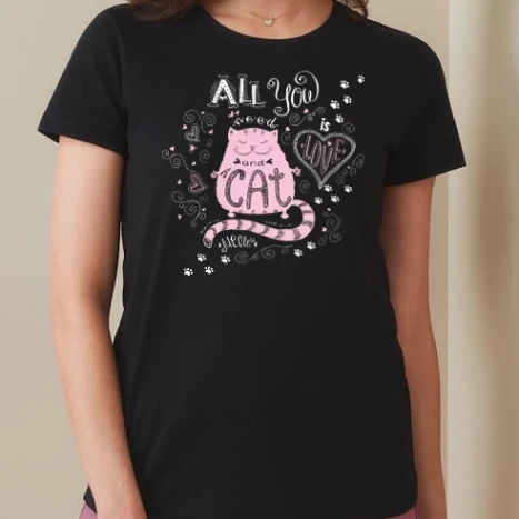 Női prémium kerek nyakú póló  - All you need a cat