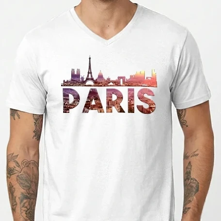 Férfi V-nyakú póló - Paris