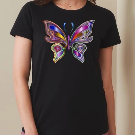 Női prémium kerek nyakú póló  - Pillangó 8