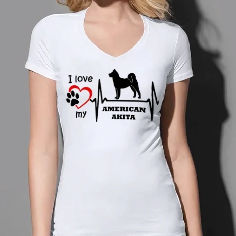 Női prémium V-nyakú póló - Akita 1
