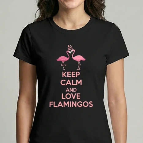 Női Imperial póló - KEEP CALM and love flamingos pink
