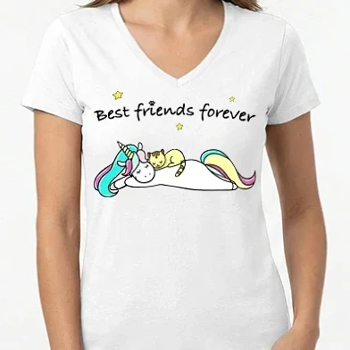Női V-nyakú póló - BFF