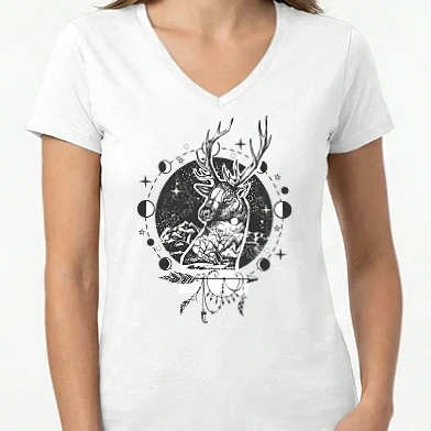 Női V-nyakú póló - Szarvas