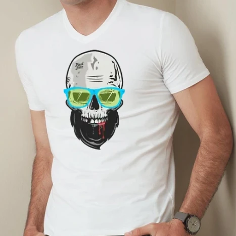 Férfi prémium fit V-nyakú póló - swag skull