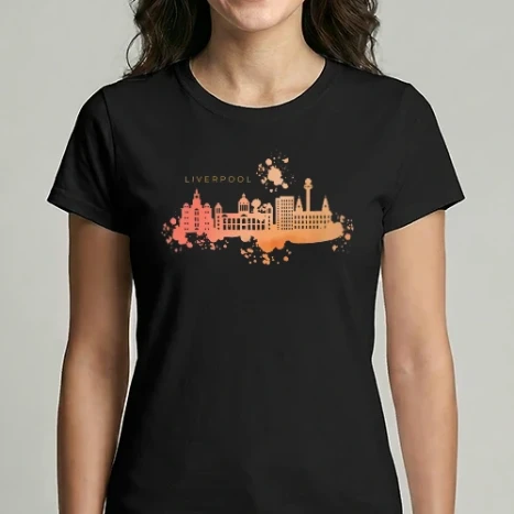 Női Imperial póló - Liverpool Watercolor Skyline