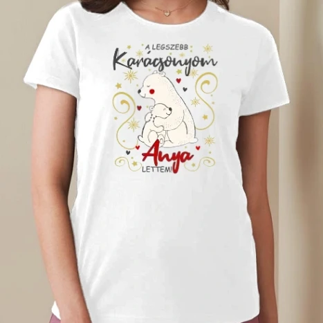 Női prémium kerek nyakú póló  - A Legszebb Karácsonyom, Anya lettem!