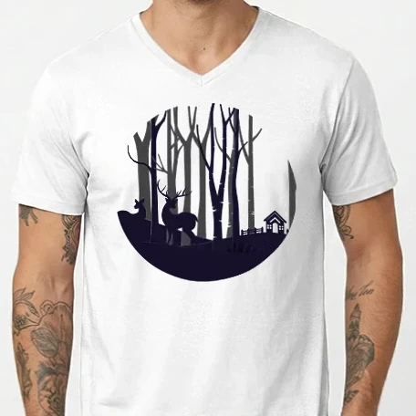 Férfi V-nyakú póló - Erdő
