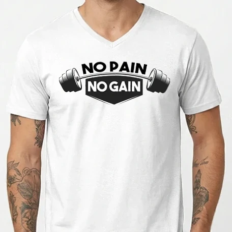 Férfi V-nyakú póló - No Pain No gain