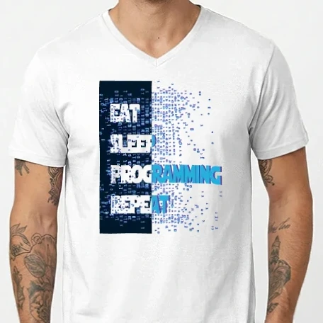 Férfi V-nyakú póló - Eat sleep programming repeat