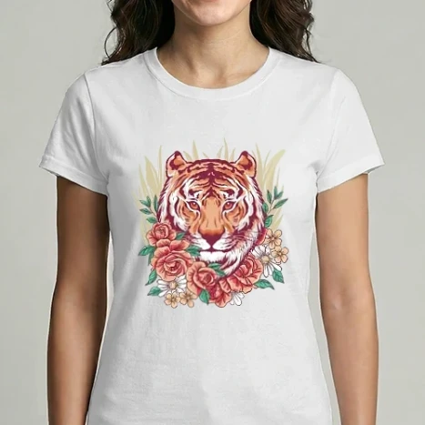 Női Imperial póló - Tiger with flowers