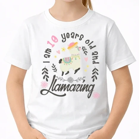 Uniszex gyerek Póló - Bday Llamazin 10 years old