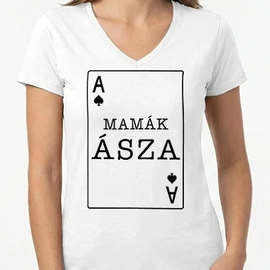 Női V-nyakú póló - Mamák ásza