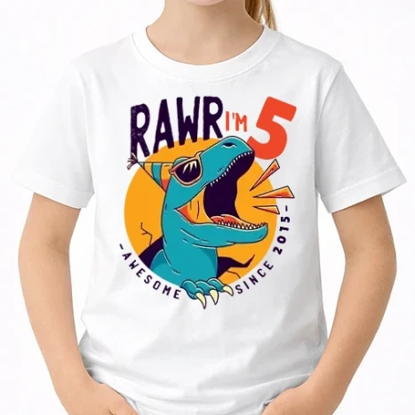Uniszex gyerek Póló - Rawr i'm 5 - awesome since 2015