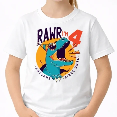 Uniszex gyerek Póló - Rawr i'm 4 - awesome since 2016