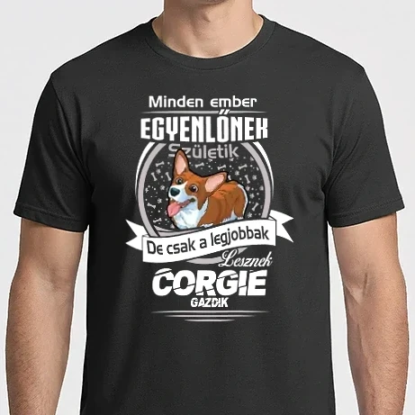 Férfi Imperial póló - Minden ember egyenlő de csak a legjobbak lesznek corgie gazdik