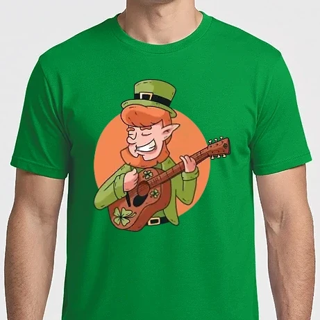 Férfi Imperial póló - Gitáros Leprechaun Ír Szent Patrik