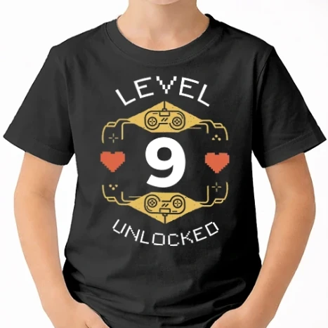 Uniszex gyerek Póló - Level 9 Unlocked Gamer póló