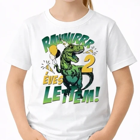 Uniszex gyerek Póló - Szülinapos dínó magyar rawww i'm 2