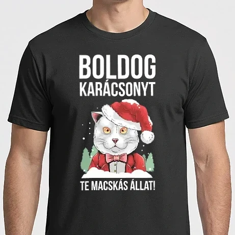 Férfi Imperial póló - Boldog karácsonyt te macskás állat