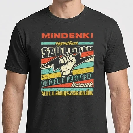 Férfi Imperial póló - RETRO mindenki egyenlőnek születik VILLANYSZERELŐ
