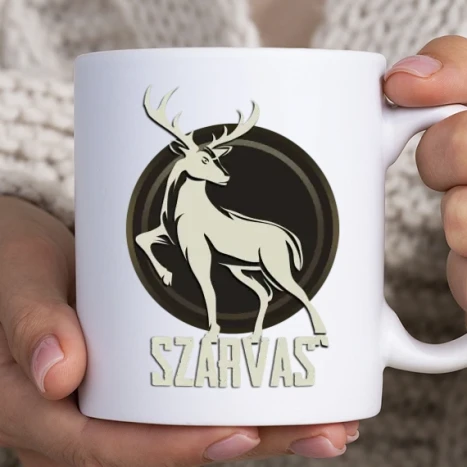 Fehér bögre - szarvas