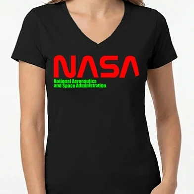 Női V-nyakú póló - Nasa színezhető felirat