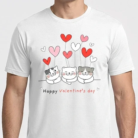 Férfi Imperial póló - Cute cat with balloon valentine's day