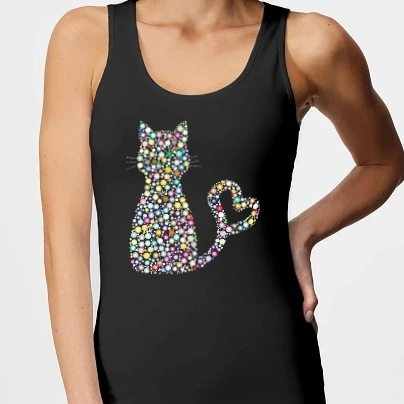 Női top - macska szív