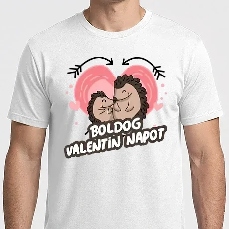 Férfi Imperial póló - Boldog Valentin Napot süni bögre minta