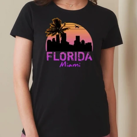 Női prémium kerek nyakú póló  - Florida Miami