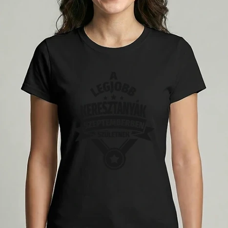 Női Imperial póló - csillagos szülinapos keresztanya szeptember