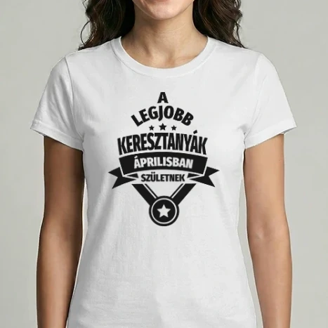 Női Imperial póló - csillagos szülinapos keresztanya április